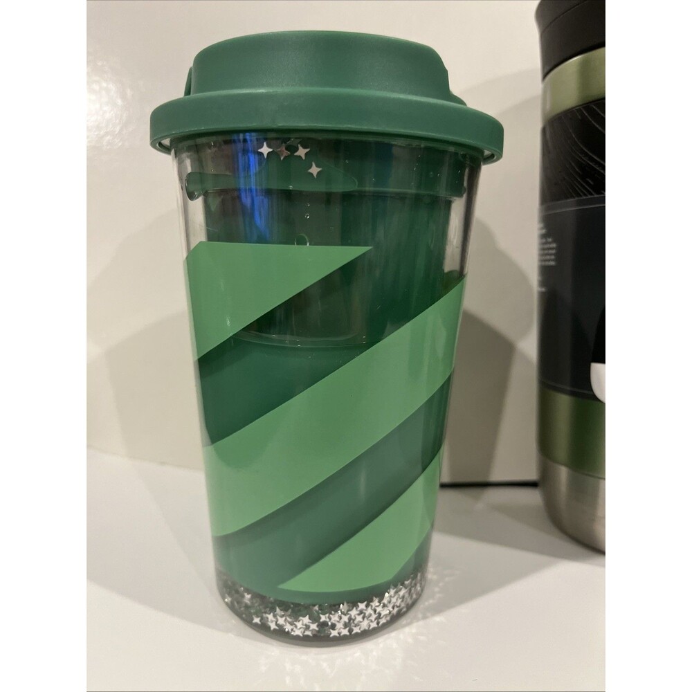 Pillowfort Green Stripes 12oz Lidded Tumbler New Unused 5.5” Tall Plastic